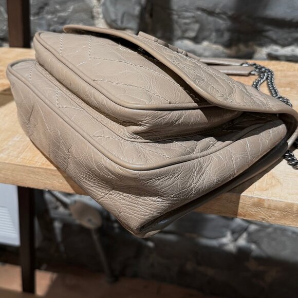 Saint Laurent Taupe Vintage Leather Niki Baby Monogram Chain Bag - Picture 8 of 16